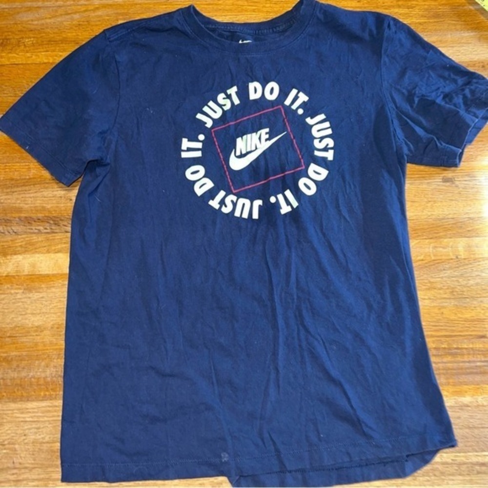 The Nike Tee Men Medium Navy Just Do It Logo Swoosh Crew Neck Short Sleeve Shirt